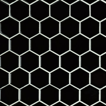 MSI SMOT-PT-RETNERO-2HEXG 12" x 13" Hexagon Geometric Mosaic - Retro Nero