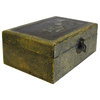 Chinese Yellow Pattern Cover Metal Plate Accent Box