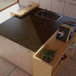 Dark Brown Quartz Kitchen Counter - Kitchen Worktops