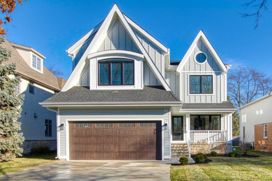 Example of a transitional exterior home design in Chicago