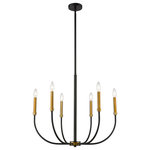 Z-Lite - Haylie Six Light Chandelier, Matte Black / Olde Brass - Shapely lines and an alluring shape highlight the design of this two-tone six-light chandelier. It features a candelabra-type design and is crafted in a classic matte black and olde brass finish. This delightful chandelier is perfect for the dining room foyer kitchen or entertainment room.