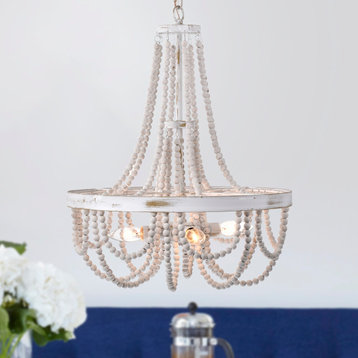 PD033/4WH Valentinas 18" 4-Light Indoor Brushed White Finish Chandelier