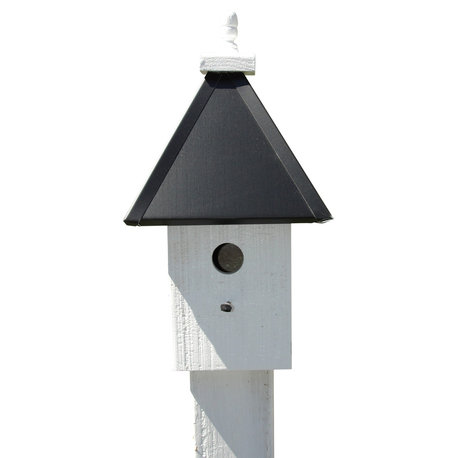 Post Birdhouse, Black Aluminum