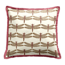 Pink Dragonfly Tailored Throw Pillow - Decorative Pillows