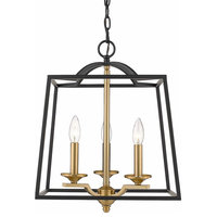 3 Light Chandelier, Pendant Light Black And Gold