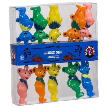 Kurt Adler Grateful Dead UL 10-Light Bears Multicolor Light Set