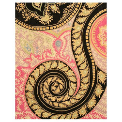 Traditional Area Rugs EORC IE8780C Black Hand Tufted Wool Black Paisley Rug, 5'x8'