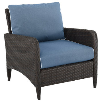 Kiawah Outdoor Wicker Arm Chair Blue/Brown