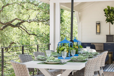 Inspiration for a large backyard patio remodel in Austin with decking and a gazebo