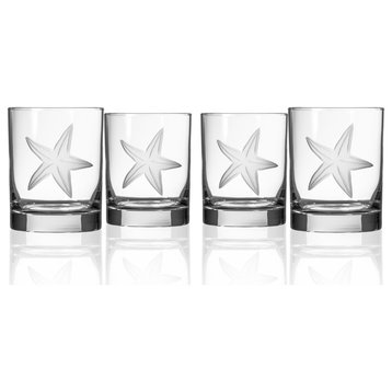Starfish Double Old Fashioned Glasses 13oz, Set of 4
