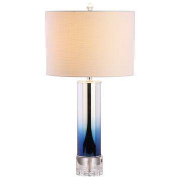 Edward Glass and Crystal LED Table Lamp, 27"