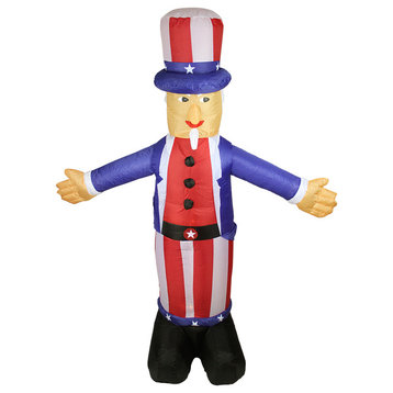 Inflatable Lighted Standing Uncle Sam Yard Art Decoration, 6'