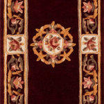 Momeni - Momeni Harmony India Hand Tufted Area Rug Burgundy 2'3" X 8' Runner - The antique-style embellishment of this traditional area rug adds ornamental flourish to floors throughout the home. Available in royal shades of sage green, soft blue, ivory, rose and regal burgundy red, the ornate gold scrolls and scallops of each decorative floorcovering reflect the gilded grandeur of French baroque style. Hand tufted from 100% natural wool fibers, the curling vines and lush floral bouquets of the borders are hand carved for exquisite depth and dimension.