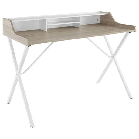 Bin Desk - Functional and Stylish Solution for Workspaces - Wood-Grained Melamin