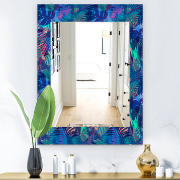 Designart Tropical Mood Blue 7 Modern Frameless Vanity Mirror, 28x40
