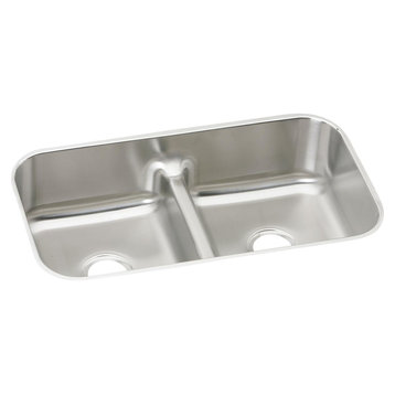 Elkay Lustertone Stainless Steel 2 Bowl Sink w/ Aqua Divide, Lustrous Satin