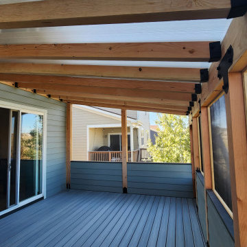 Cedar Pergola With Polycarbonate Roofing And Composite Decking