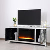 Crystal Mirrored TV Stand With Fireplace Insert, Crystal Fireplace Insert