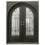 mcm3 - 72"x96" Exterior Wrought Iron Door With Low-E Double Glass - Material: Hand-forged using 12 gauge steel and 5/8 inch scroll work, they are pre hung and tested for quality assurance.