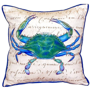 Male Blue Crab Beige Extra Large Zippered Pillow 22x22