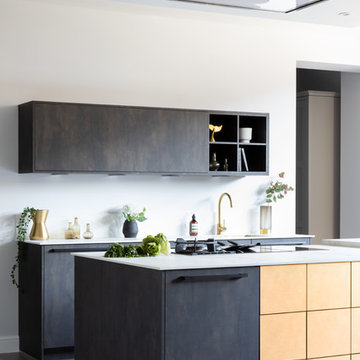 Gold and Black Steel German Kitchen by Pronorm