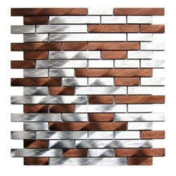 Eden Mosaic Tile Silver And Chocolate Brick Mixed Aluminum Mosaic Tile EMT_AL20- - Tile