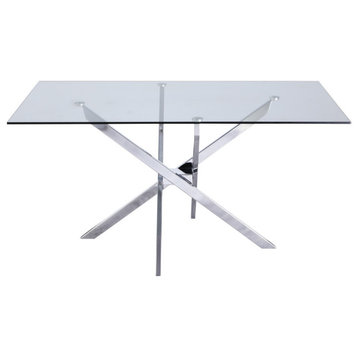 Xander Dining Table, Chrome Legs, Rectangular Top