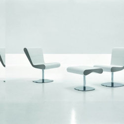 KANDOR Swivel Chair and Ottoman Leather - Armchairs And Accent Chairs