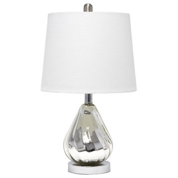 Lalia Home Glass Kissy Pear Table Lamp in Chrome with White Shade