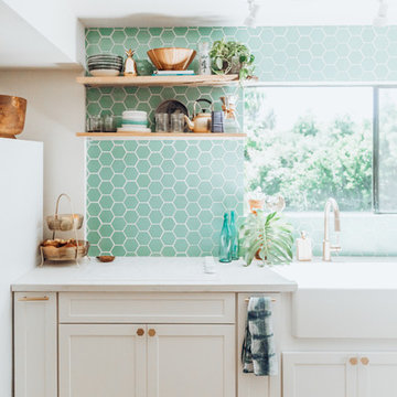Airy Aqua Kitchen Backsplash