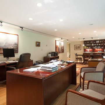 Custom Basement Home Office with Built-In Workspace – North Shore MA