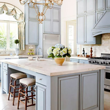 Tiffany Blue Kitchen Cabinetry Design: Cabinets, Countertops, Lighting, Flooring