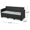 Outdoor Sofa, Wicker Frame With Water Resistant Cushions, Charcoal/Light Gray