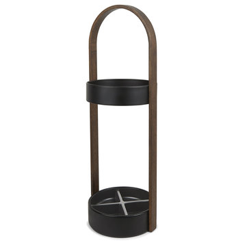 Hub Umbrella Stand, Black/Walnut