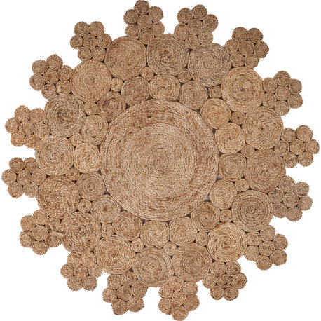 Dazzling Concentric Boutique Organic Jute Rug, 6' Round