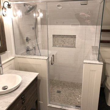 Custom Walk-In Shower & Built-In Bench | Melrose Master Suite Bathroom