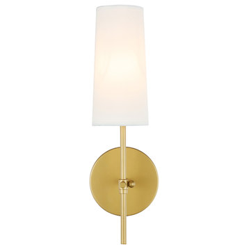 Mel 1 Light Wall Sconce in Brass And White Shade