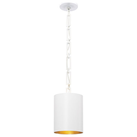 Alston 1 Light Mini Chandelier in Matte White And Antique Gold