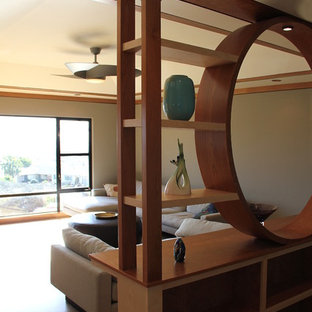 Design ideas for a modern home cinema in San Francisco.