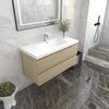 BTO 42" Wall Mounted Bath Vanity With Reinforced Acrylic Sink, White Oak