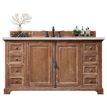 James Martin 238-105-5311-3ENC 60" Single Vanity Cabinet Driftwood + Quartz Top
