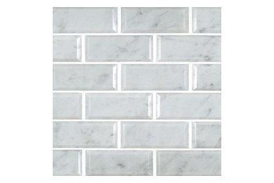 Polished Arabescato Carrara Marble Tile, Chip Size: 2"x4", Set of 30