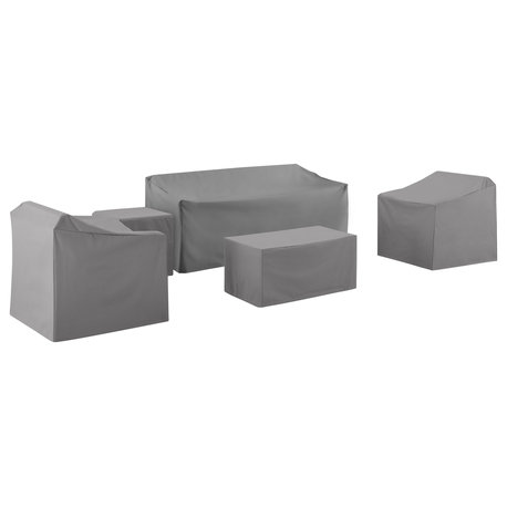 5-Piece Furniture Cover Set, Gray, Sofa, 2 Arm Chairs, End Table, Table