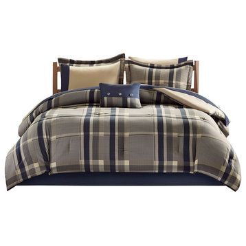 Intelligent Design Queen Comforter and Sheet Set In Navy Multi Finish ID10-1227