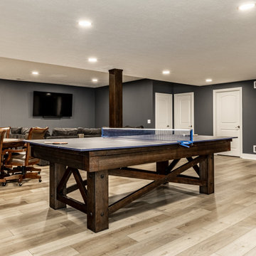 Modern Basement Remodel with Wet Bar, Game Area & Home Theater