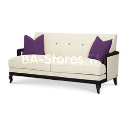 "Michael Amini" 3-Seat Sofa with Purple Fabric Throw Pillows, After Eight Collec - Sofas