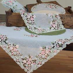 Xia Home Fashions - Fairy Garden Embroidered Cutwork Collection Round Doily, Set of 4 - Kitchen And Table Linens