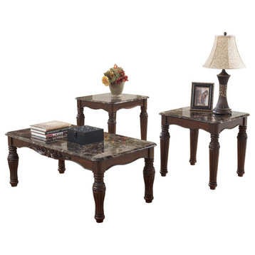 North Shore Table Set, Coffee Table and 2 End Tables, Dark Brown