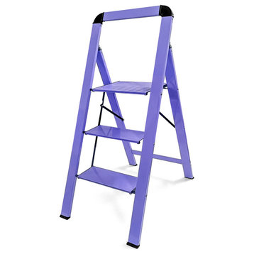 3 - Step Aluminum Folding Step Stool, Purple
