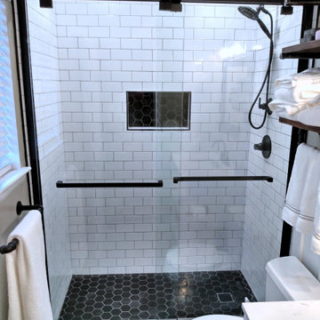Matte Black & White Walk-in Shower